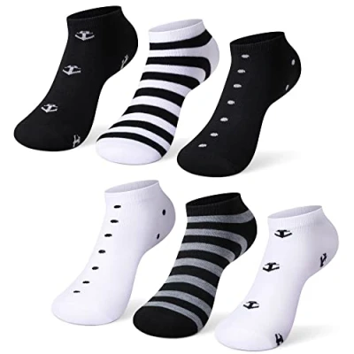 Abbildung von L&amp;K II 12 Paar Damen Sneaker socken kurze sportsocken Freizeitsocken Mädchen Füßlinge Baumwolle Frühling Sommer mit Streifte Ringel Punkte Muster 92280 N 39 42