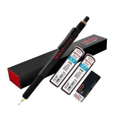 Abbildung von rOtring 800+ Druckbleistift und Touchscreen Eingabestift Drehbarer HB 0,7 mm 2 x 12 m Minen B20 Radiergummi