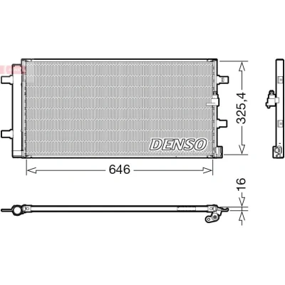 Abbildung von DENSO DCN02041 Klimakondensator mit Trockner 646x325.4x16 R 134a 646 AUDI: A4 B8 Avant, A6 C6 C7 Avant