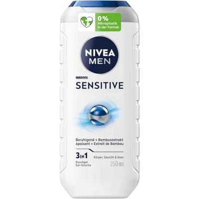 Abbildung von NIVEA MEN Sensitive Duschgel (250 ml), pH hautneutrale Pflegedusche für empfindliche Haut, Männer mit Bambusextrakt Körper, Gesicht und Haar