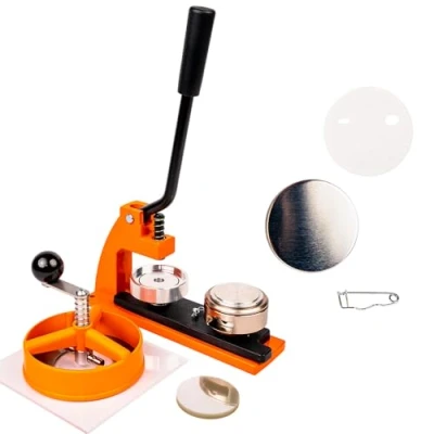 Abbildung von Buttonmaschine 45mm Pins Button Maker mit 250 Buttons Selber Machen Maschine Set Kreisschneider Europäisch gemacht Auswechselbare Größen Anstecker Buttonpresse