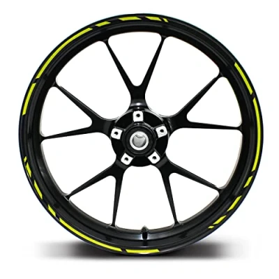 Abbildung von Felgenrandaufkleber Speed Design 12 Teilig Komplett Set Finest Folia passend für 17 Zoll &amp; 16&quot; 18&quot; 19&quot; Felgen Motorrad Auto Fahrrad MR002 (Neon Gelb)