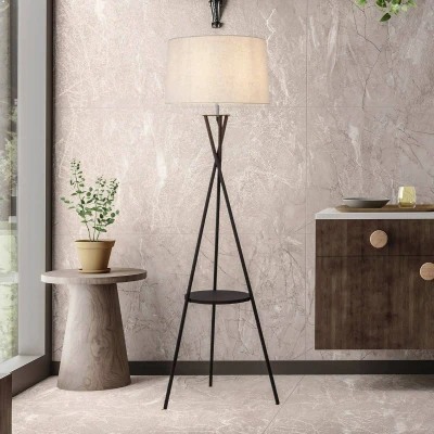 Abbildung von näve Stehlampe »Tora«, 1 flammig, Leuchtmittel E27 ohne Leuchtmittel, mit integriertem Tisch, Gestell rost, Zuleitung schwarz, exkl. 1x