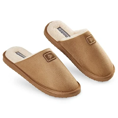 Abbildung von DUNLOP Hausschuhe Herren Winter Pantoffeln Memory Foam Anti Rutsch Hüttenschuhe Plüsch Warme Männer Drinnen Geschenk Für Geburtstag (45 EU, Braun)