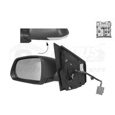 Abbildung von Außenspiegel Van Wezel 5828807 links schwarz Komplettspiegel, asphärisch, für elektr.Spiegelverstellung, beheizbar VOLKSWAGEN: Polo IV Hatchback