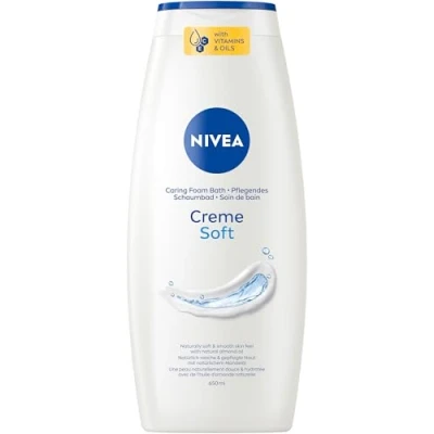Abbildung von NIVEA Creme Soft Pflegendes Schaumbad, pflegender Badezusatz mit mildem Duft und Mandelöl, hautschützendes Entspannungsbad für ein gepflegtes Hautgefühl (650 ml)