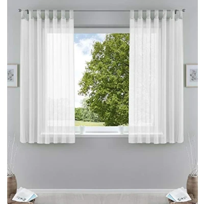 Abbildung von 2er Pack Gardinen Transparent Vorhang Set Wohnzimmer Voile Schlaufenschal mit Bleibandabschluß HxB 245x140 cm Hellblau, 61000CN