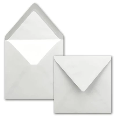 Abbildung von 50x Briefumschläge Quadratisch 16 x cm in Hellgrau (Grau) Umschläge mit weißem Seidenfutter Kuverts ohne Fenster &amp; Nassklebung Für Einladungskarten zu Hochzeit und Geburtstag