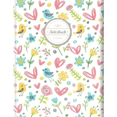 Abbildung von Blanko Notizbuch (©Star, A4, 156 Seiten, Softcover) Mit Register + Seitenzahlen Leeres Notizheft zum Selbstgestalten, Zeichenbuch, Skizzenbuch, Blankobuch, Malbuch „Doodle Flowers“