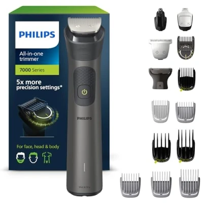 Abbildung von Philips Multigroom Series 7000, All in One Trimmer, 15 1 Barttrimmer und Haarschneider für Gesicht, Kopf Körper ein Tool mit 26 Längeneinstellungen (0.5 20 mm) (Modell MG7950/15)
