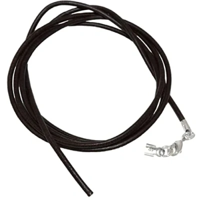 Abbildung von Unbespielt Lederband Länge 1 m verkürzbar Schwarz Unisex Verschluss Karabiner Silberfarben. Breite 2 mm Halskette für Anhänger