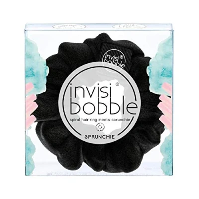 Abbildung von invisibobble Haargummi Schwarz Scrunchie True Black, Haargummis starker Halt für Mädchen &amp; Damen, Scrunchies Samt Schwarz, designed im Herzen Münchens Cherry Blossom