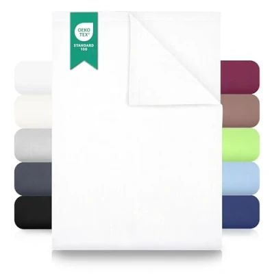 Abbildung von GREEN MARK Textilien Klassische Bettlaken Betttuch Laken Leintuch Haustuch 100% Baumwolle ohne Gummizug vielen Größen und Farben Größe: 240x275 cm, weiß…