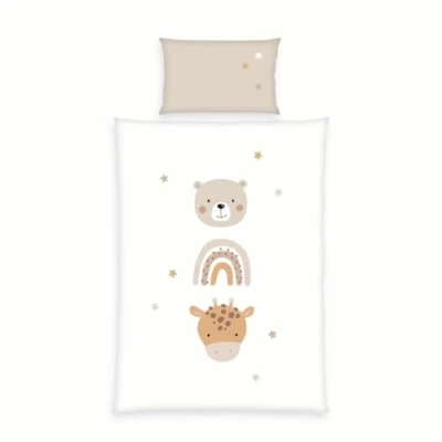 Abbildung von Herding babybest Little Friends Bettwäsche, Kopfkissenbezug 40 x 60 cm Mit Hoteleinschlag, Bettbezug 100 135 cm, Reißverschluss, 100% Baumwolle/Renforcé