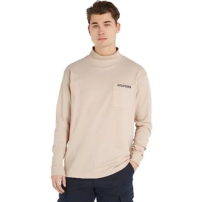 Abbildung von Tommy Hilfiger Monotype Pocket Langarmshirt, Herren, Größe: Small, Creme