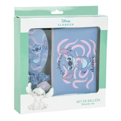 Abbildung von CERDÁ LIFE&#039;S LITTLE MOMENTS Stitch Beauty Set Farbe Blau Komplettset Enthält Haarbürste, 2 Haarzöpfe und Etui Originalprodukt