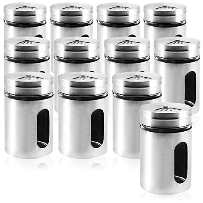 Abbildung von com four® 12x Salz, Gewürz, &amp; Kräuterstreuer Edelstahl (12 Stück silberfarben)