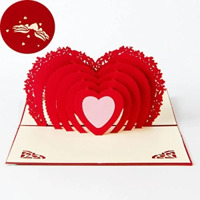 Abbildung von Karte zum Valentinstag, Deesospro® Geburtstagskarte Geschenk für Ihre Verwandten, Freunde und Liebhaber Special, 3D Pop Up Grußkarte mit schönen Papier Cut