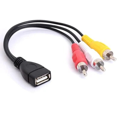 Abbildung von USB auf 3 Cinch Kabel, 2.0 Buchse Stecker, Video AV Camcorder Adapterkabel für TV, PC, DVD (20 cm)
