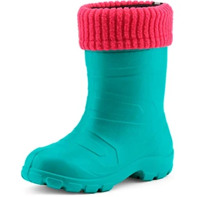 Abbildung von Ladeheid Kinder Mädchen Jungen federleichte Eva Thermo Gummistiefel gefüttert LA845KIDS (Türkis/Rosa, 27 EU)