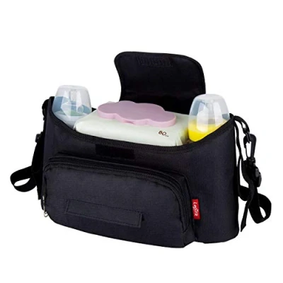 Abbildung von Lesfit Kinderwagen Organizer, Baby Tasche,Kinderwagentasche, Schwarz