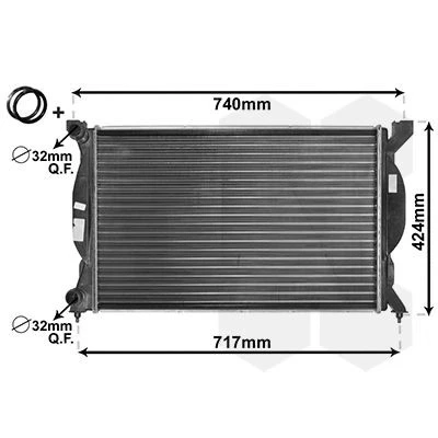 Abbildung von VAN WEZEL 03002201 Kühler, Motorkühlung Aluminium 630 400 35 *** IR PLUS mit Zubehör Kühlrippen mechanisch gefügt AUDI: A4 B7 Avant, B6 Avant