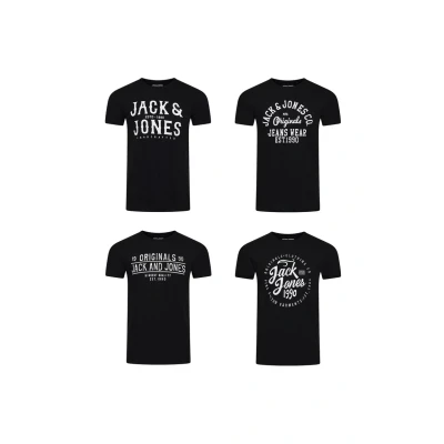 Abbildung von JACK &amp; JONES Tshirt Herren Regular Fit JJLINO 4er Pack Set Rundhals Kurzarm Sommer Tee Shirt Print, Größe:XXL, Farbe:Pack 5