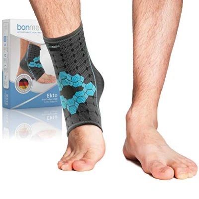 Abbildung von bonmedico Sprunggelenkbandage Rutschfeste Knöchelbandage Sprunggelenk für Damen &amp; Herren Stützende Bandage Fußgelenk, Achillessehne Wellness Geschenke 1 Fußbandage Grey, Unisex Large