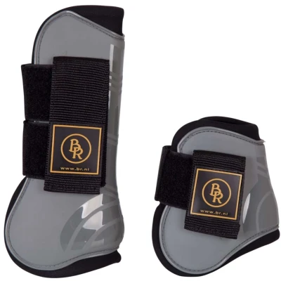 Abbildung von BR Kugelschützer &amp; Streichkappen Set Pro Tech Pu Neopren Grau Warmblut