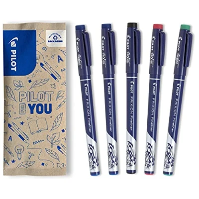 Abbildung von PILOT FriXion Fineliner, Radierbarer 5er Set (Schwarz, Blau, Rot, Grün) , 5 Stück (1er Pack)