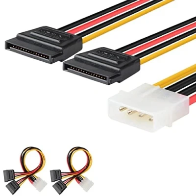 Abbildung von J&amp;D 2er Pack 4 Pin Molex (LP4) auf 2x 15 SATA Stromkabel Splitter Kabel Adapter 20cm