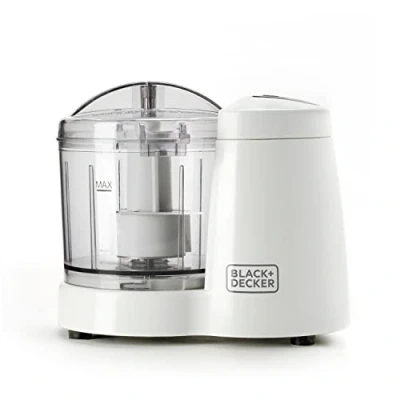 Abbildung von Black + Decker Zerkleinerer BXCH120E Mixer 120W 350 ml Volumen 1 Geschwindigkeit Edelstahlklingen Einfache Bedienung und Reinigung Weiß/Grau