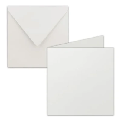 Abbildung von 50x Quadratisches Falt Karten Set 15 x cm mit Brief Umschlägen Hellgrau Nassklebung für Grußkarten, Einladungen &amp; mehr
