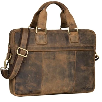 Abbildung von STILORD &#039;Andrew&#039; Vintage Business Ledertasche Klassische Aktentasche für Herren und Damen 13,3 Zoll Laptoptasche Arbeit Büro Aufsteckbar, Farbe:calais braun