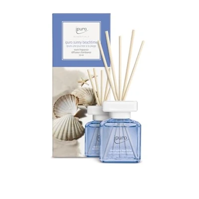 Abbildung von ipuro Essentials Raumduft Sunny BEACHTIME 50ml Raumerfrischer mit Grapefruit, Zitrone &amp; weißem Moschus Duft Aroma Diffuser Stäbchen Lufterfrischer für die Wohnung