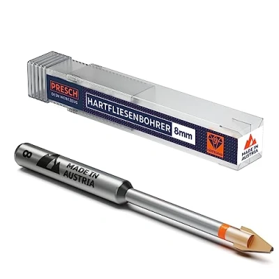 Abbildung von Presch Fliesenbohrer 8mm Feinsteinzeug Bohrer für Keramik, harte Fliesen, Porzellan und Glas Profi Porzellanbohrer, Keramikbohrer inkl. Box