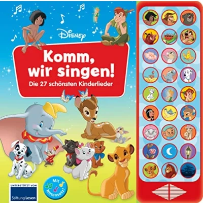 Abbildung von Disney Komm, wir singen! Die 27 schönsten Kinderlieder Button Soundbuch Liederbuch mit Noten zum Mitsingen: Tönendes Buch