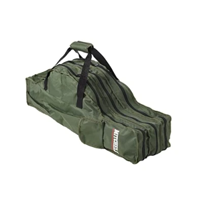 Abbildung von Mitchell GT Pro tragbare Canvas Angelrutentasche Angeltasche für Angelruten und Rollensets, Organizer Tasche Angelzubehör, grüne Tragetasche Ruten Rollen