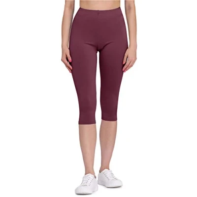 Abbildung von Bellivalini Leggings Damen aus Viskose Ganzjährig Bequeme Bekleidung für tägliches Tragen oder Sport BLV50 147 (Weinrot, M)