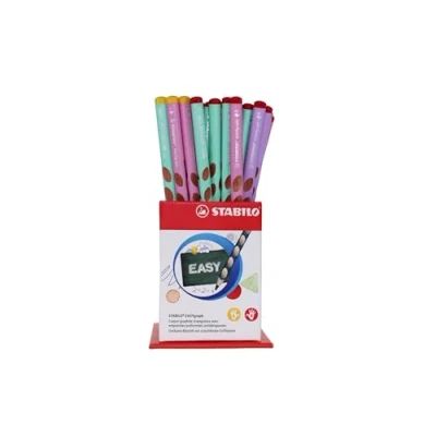 Abbildung von Ergonomischer Dreikant Bleistift für Links und Rechtshänder STABILO EASYgraph in Pastellfarben 36er Display Härtegrad HB