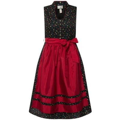 Abbildung von Ulla Popken Dirndl BLÜTEN SCHMUCKKNÖPFE Vausschnitt ÄRMELLOS Dirndl, Damen, Größe: 46, Schwarz