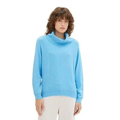 Abbildung von TOM Tailor Rollkragen Strickpullover, Damen, Größe: Large, Clear light blue melange