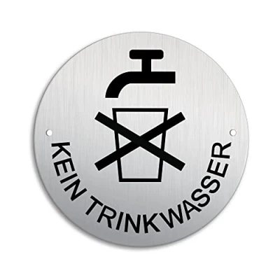 Abbildung von Schild Kein Trinkwasser Ø 100 mm Aluminiumschild Edelstahloptik gelocht Nr.53209 L