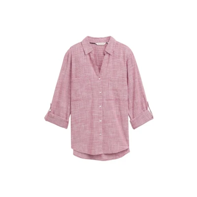 Abbildung von TOM Tailor WITH Structure Hemdbluse, Damen, Größe: 34, Dark pink