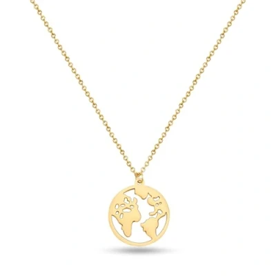 Abbildung von GD GOOD.designs Weltkugel Halskette Gold für Damen Wasserfest Verstellbare Weltkette aus Edelstahl I Kette mit Weltkarte Anhänger