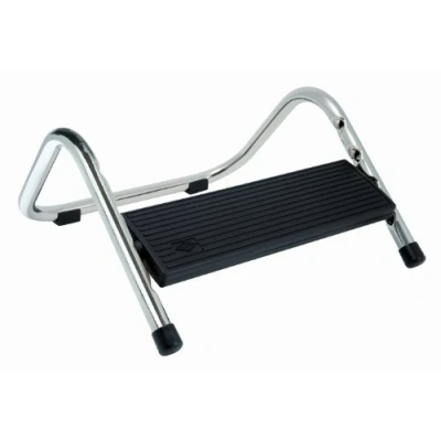 Abbildung von Wedo 10321161 Fußstütze Trittboy, Stahlrohr, vierfach verstellbar, rutschfest, 34,5 x 33,5 16,5 cm, glanzvernickelt / schwarz