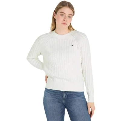 Abbildung von Tommy Hilfiger Cable Sweater Strickpullover, Damen, Größe: XL, Ecru