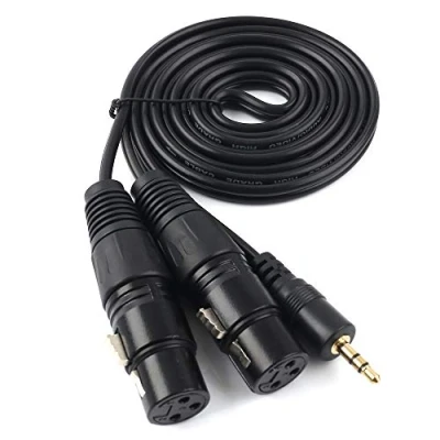 Abbildung von SiYear unsymmetrischer Mini Klinkenstecker, 3,5 mm, Stereo TRS auf Dual XLR, 3 poliger Stecker, Y Splitter Patchkabel, 1,5 m