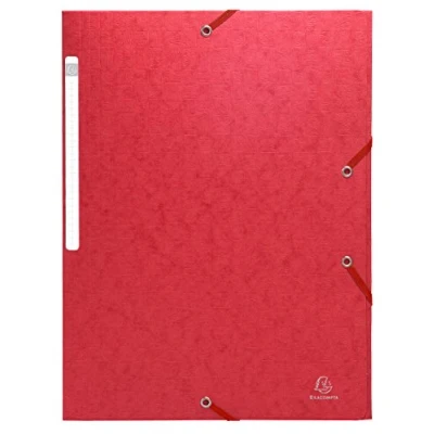 Abbildung von Exacompta 55755E 10er Pack Einschlagmappe Scotten aus Colorspan Karton DIN A4 mit 2 Gummizügen und 3 Klappen Beschriftungsetikett rot Sammelmappe Dokumentenmappe