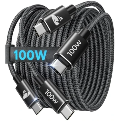 Abbildung von USB C auf Kabel [2Stück 3M+3M] 100W/5A Schnellladekabel Nylon Lang Typ Ladekabel für iPhone 16 15 Pro Max, MacBook Pro/Air, Samsung S24 S23 S22, iPad